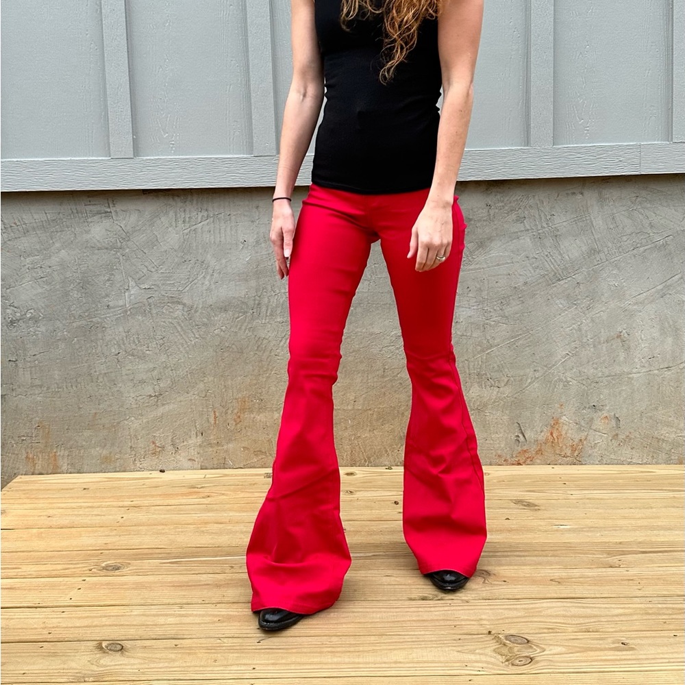 Red Bell Bottom Flares